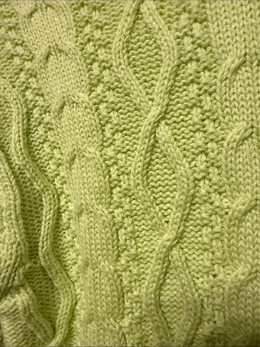 J. Crew Neon Lime Cable Crewneck Sweater